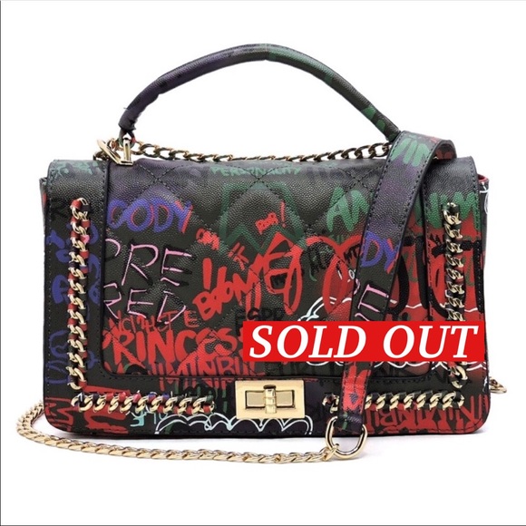 Handbags - SOLD OUT🔥🆕BLACK GRAFFITI QUILTED CROSSBODY BAG